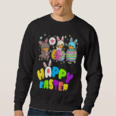 Cute Happy Easter Eggs Quarantine Bunnies Sweatshirt (Vorderseite)