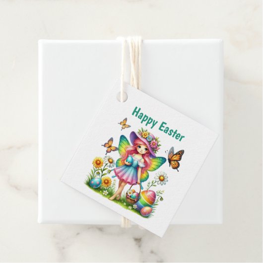 Cute Happy Easter Fairy Customizable Geschenkanhänger (Beispiel)