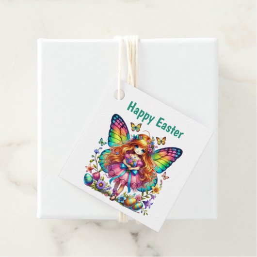 Cute Happy Easter Fairy Customizable Geschenkanhänger (Beispiel)