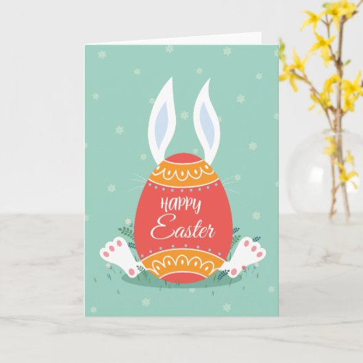 Cute Happy Easter Greeting Card with Bunny and Col Karte (Gelbe Blume)
