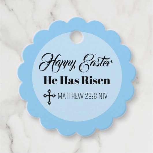 Cute Happy Easter He Has Risen Bible Verse Blue Geschenkanhänger (Vorderseite)