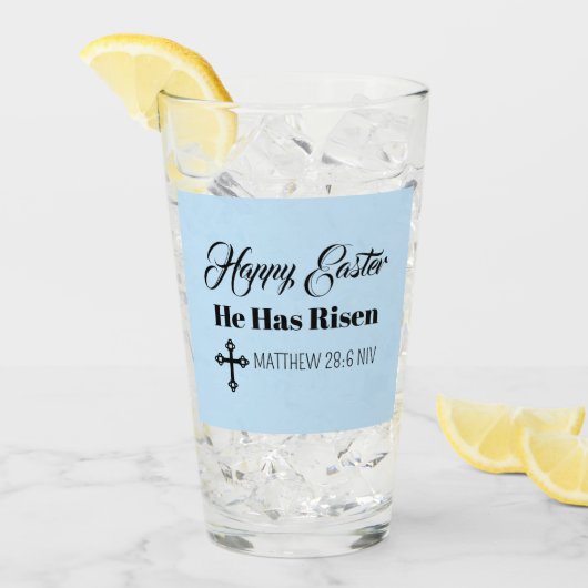 Cute Happy Easter He Has Risen Bible Verse Blue Glas (Vorderseite Ice)