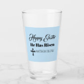 Cute Happy Easter He Has Risen Bible Verse Blue Glas (Vorderseite)