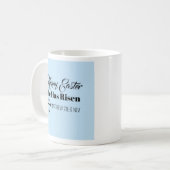 Cute Happy Easter He Has Risen Bible Verse Blue Kaffeetasse (Vorderseite Links)