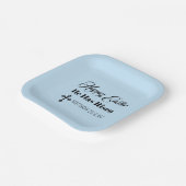 Cute Happy Easter He Has Risen Bible Verse Blue Pappteller (Gewinkelt)