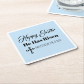 Cute Happy Easter He Has Risen Bible Verse Blue Rechteckiger Pappuntersetzer (angewinkelt)