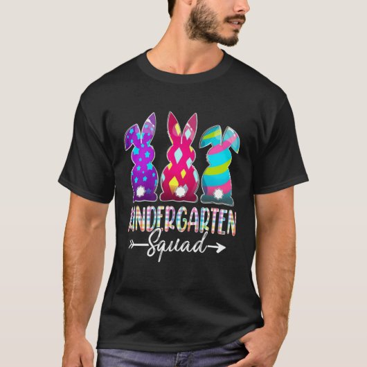Cute Happy Easter Kindergarten Squad Three Bunny E T-Shirt (Vorderseite)