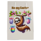 Cute Happy Easter sloth  Mittlere Geschenktüte (Rückseite)