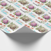 Cute Happy Easter Typography with Easter Eggs Name Geschenkpapier (Ecke)