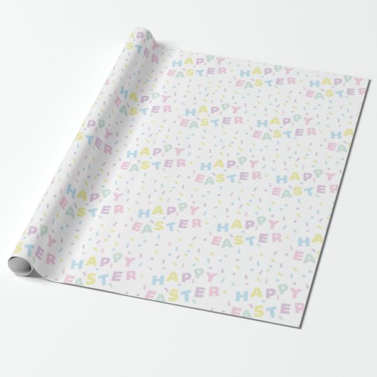 Cute Happy Easter Word Confetti Pattern Geschenkpapier (Ungerollt)
