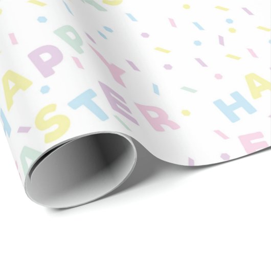 Cute Happy Easter Word Confetti Pattern Geschenkpapier (Rolleneckpunkt)