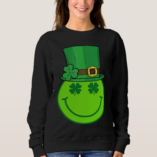 Cute Happy Face Leprechaun  St Patricks Day Irish  Sweatshirt (Vorderseite)
