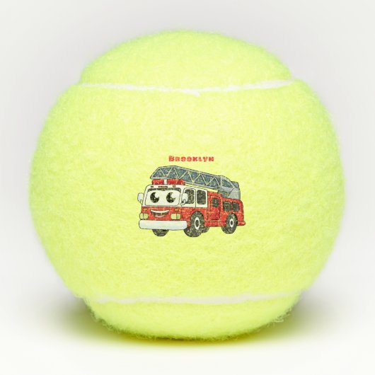 Cute happy fire engine cartoon tennisbälle (Vorderseite)