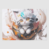 Cute happy fluffy kitten in Ball Seidenpapier (Vorderseite)
