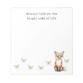 Cute Happy Fox Bright Side Butterflies   Notizblock (Vorderseite)