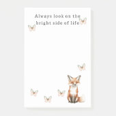 Cute Happy Fox Bright Side Butterflies   Post-it Klebezettel (Vorderseite)