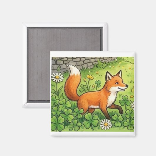 Cute Happy Fox Magnet (Vorderseite/Rückseite)