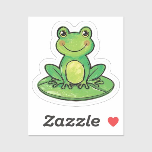 Cute Happy Frog on Lily Pad Sticker (Blatt)