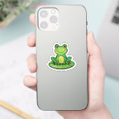 Cute Happy Frog on Lily Pad Sticker (Telefon)