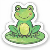 Cute Happy Frog on Lily Pad Sticker (Vorderseite)