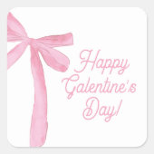 Cute Happy Galentine's day Pink Ribbons Bows Quadratischer Aufkleber (Vorderseite)