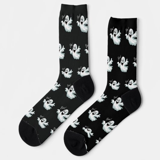 Cute Happy Ghost Black Socken (Linkes Detail)