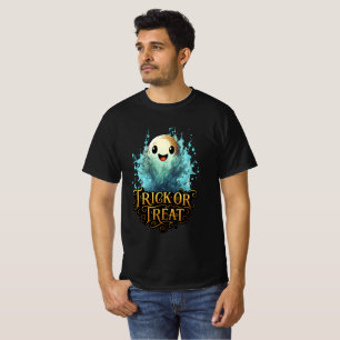 Cute Happy Ghost "Trick or Treat" Art T-Shirt