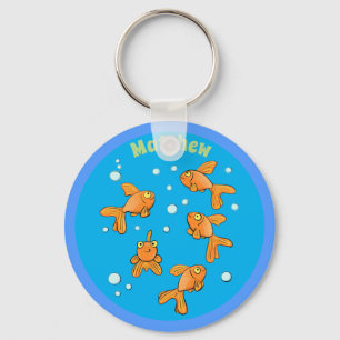 Cute happy goldfish with bubbles cartoon key chain schlüsselanhänger