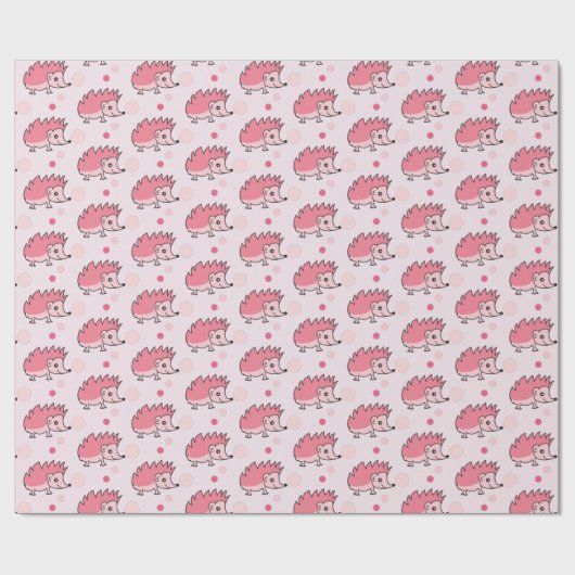 Cute Happy Hedgehog Monogrammed Geschenkpapier (Flach)