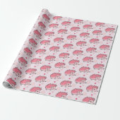 Cute Happy Hedgehog Monogrammed Geschenkpapier (Ungerollt)
