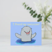 Cute happy I found my porpoise cartoon Postkarte (Stehend Vorderseite)
