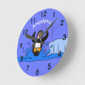 Cute happy jumping penguin cartoon illustration runde wanduhr (Winkel)