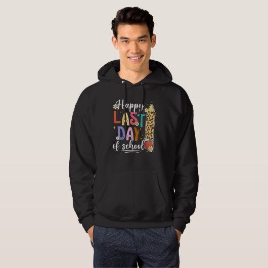 Cute Happy Last Day Of school Teacher Kids Groovy Hoodie (Vorne ganz)