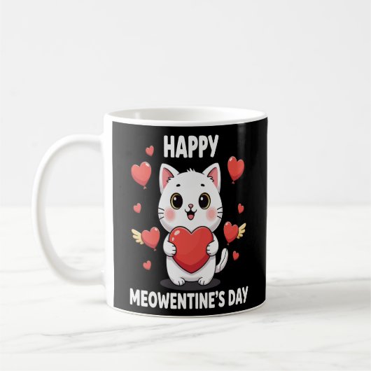Cute Happy Meowentine’s Day Coffee Mug for Cat Lov Kaffeetasse (Links)
