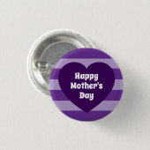 Cute Happy Mother's Day Dark Purple Heart Simple Button (Vorne & Hinten)