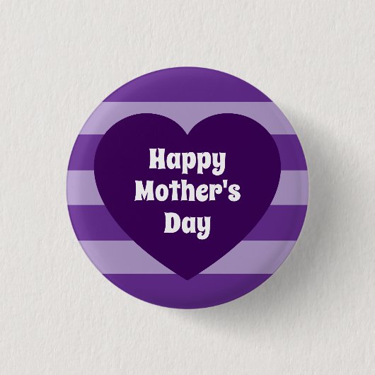 Cute Happy Mother's Day Dark Purple Heart Simple Button (Vorderseite)