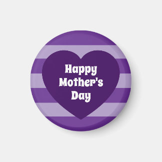 Cute Happy Mother's Day Dark Purple Heart Simple Magnet