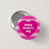 Cute Happy Mother's Day Hot Pink Heart Simple Button (Vorne & Hinten)