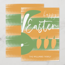 Cute Happy Oaster Bunny und Carrots Feiertagskarte