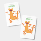 Cute happy orange dancing newt ausweis (Front & Back)