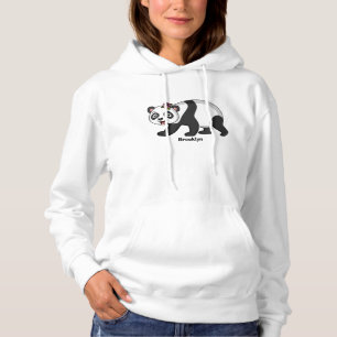 Cute happy panda bear with flower cartoon hoodie