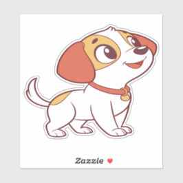 Cute Happy Puppy Cartoon Sticker