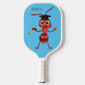 Cute happy red ant cartoon pickleball schläger (Rückseite)