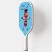 Cute happy red ant cartoon pickleball schläger (Links)