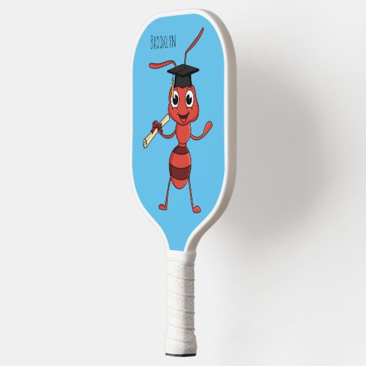 Cute happy red ant cartoon pickleball schläger (Links)