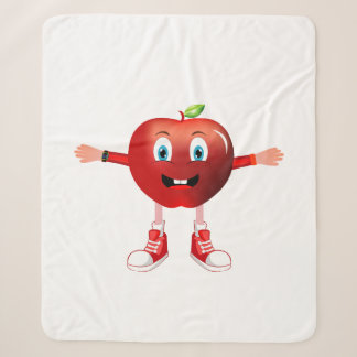 Cute Happy Red Apple Cartoon Blanket for Kids Sherpadecke