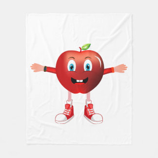 Cute Happy Red Apple Cartoon Character for Kids Bl Fleecedecke