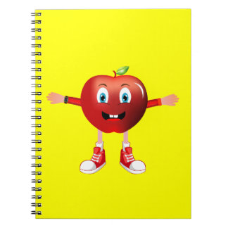 Cute Happy Red Apple Cartoon Notebook for Kids Notizblock