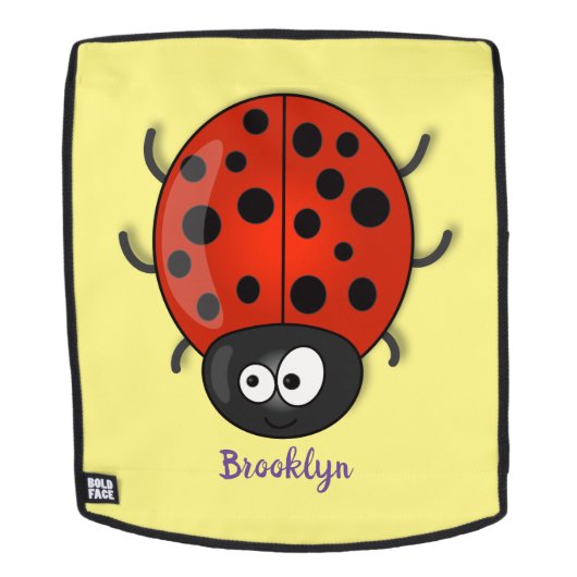 Cute happy red ladybug cartoon illustration rucksack (Abnehmbare Front)