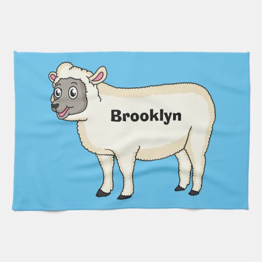 Cute happy sheep cartoon illustration geschirrtuch (Horizontal)